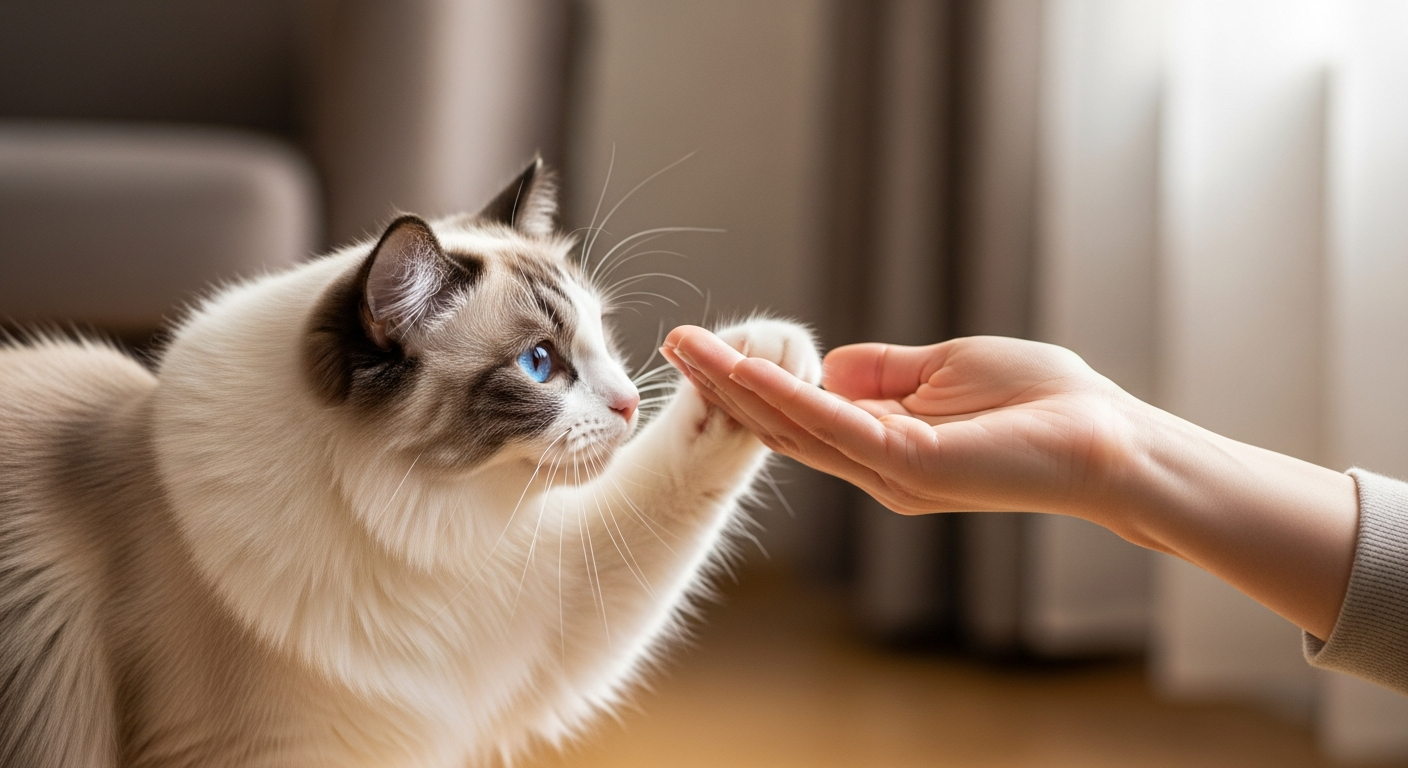 Ragdoll faisant un head bump affectueux